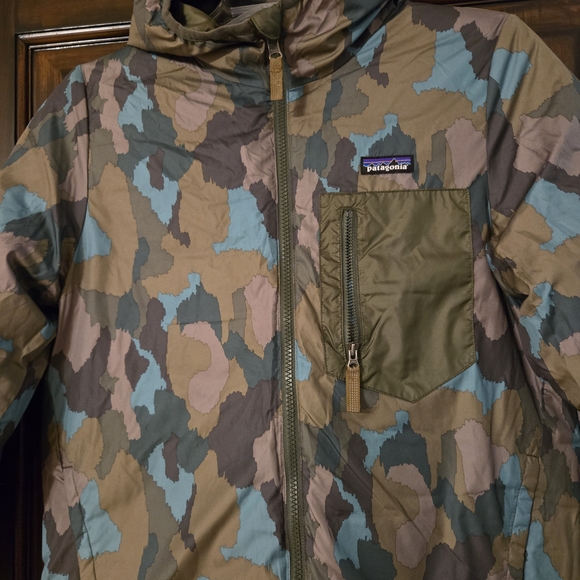 Patagonia Youth Olive Puffer Jacket, Sz M, Two Sided - Picture 7 of 10